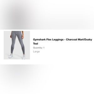 GYMSHARK FIT LEGGINGS, SIZE LARGE, CHARCOAL MARL/DUSTY TEAL